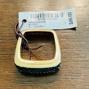 NWT Henri Bendel Black Crystal Ring, Size 7